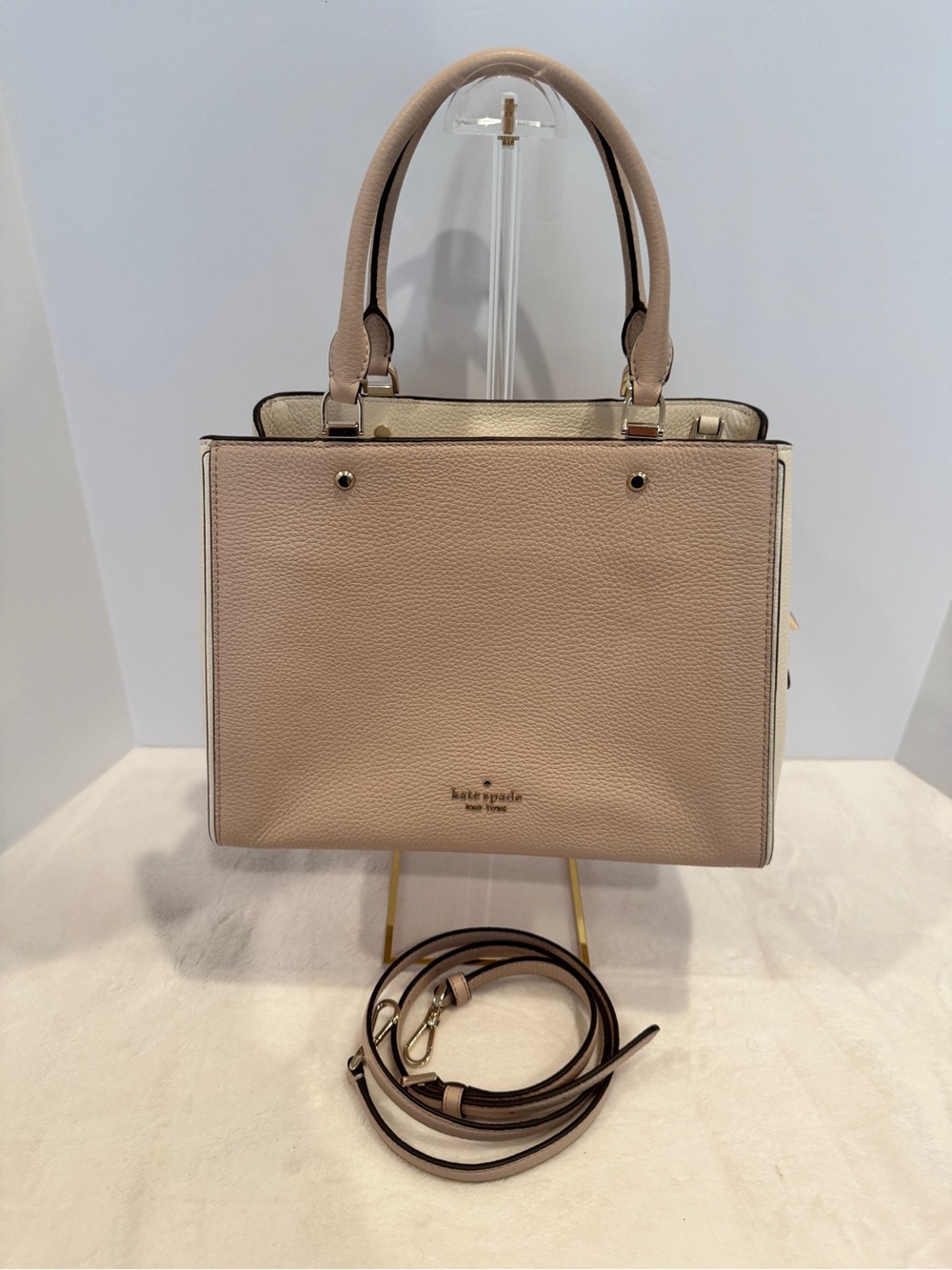 kate spade Blush Pebbled Leather Satchel with Detachable Strap